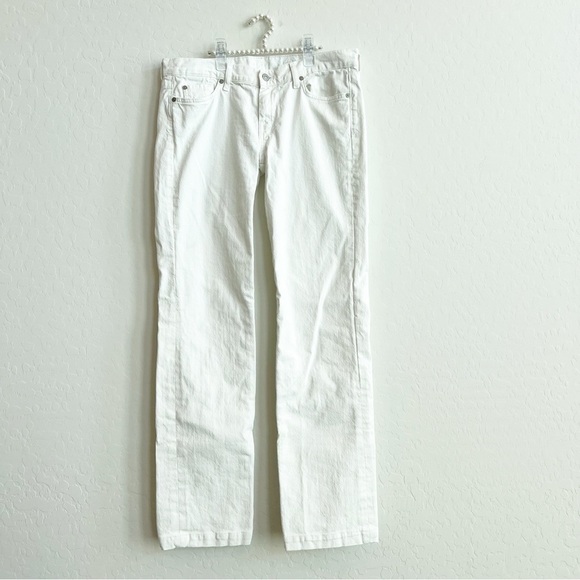 7 For All Mankind Women's Dojo Straight Leg Jeans White Slash Rhinestone 31 - Picture 1 of 8